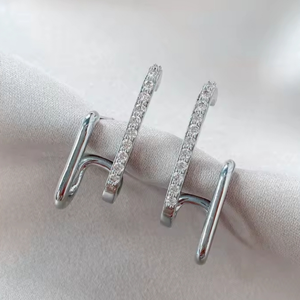 NWT KOREAN DOUBLE HOOP SINGLE POST PIERCED EARRINGS